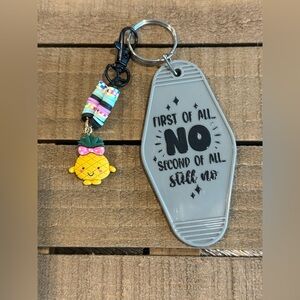 Gray Keychain with Pineapple Charm